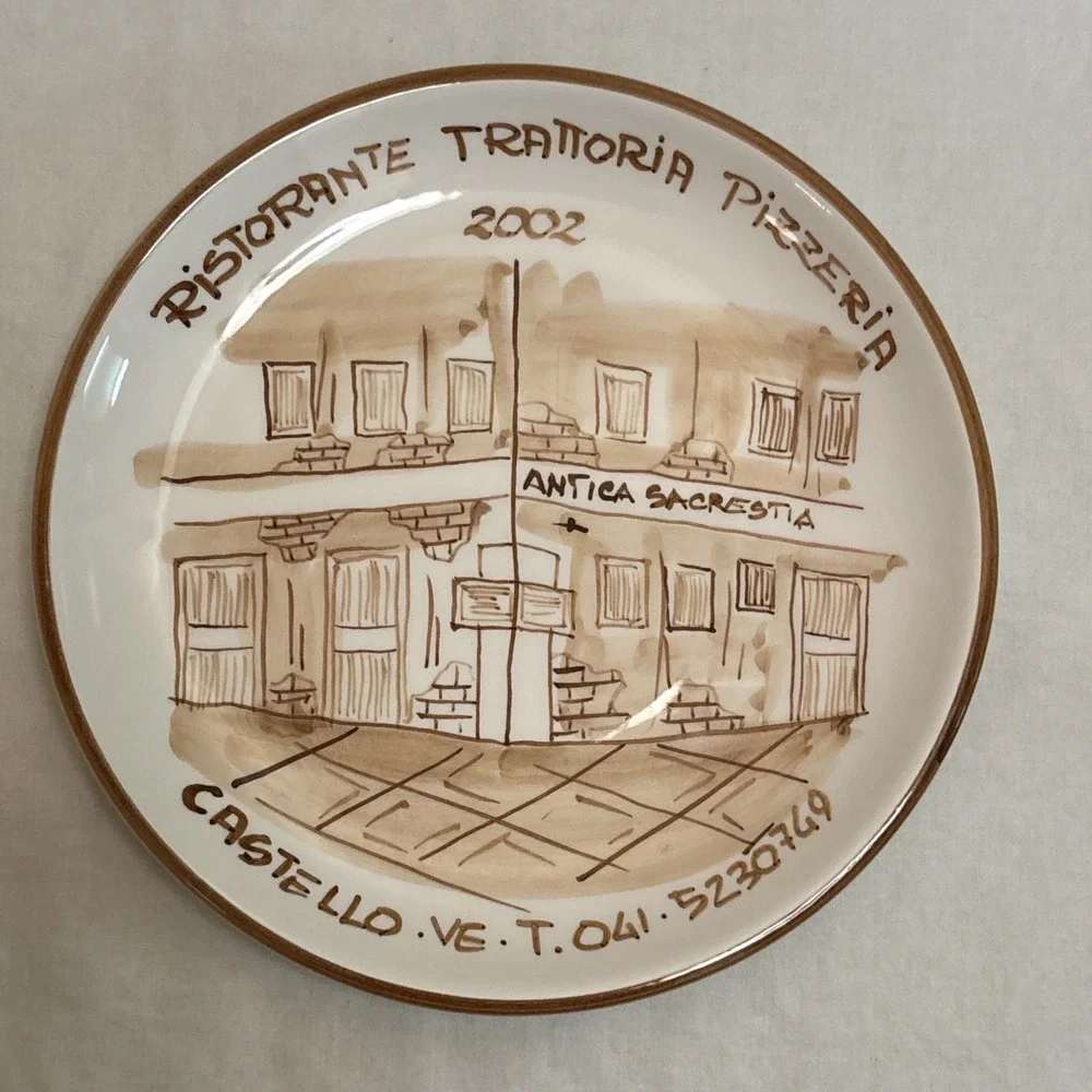 LA ROSA BLU Ristorante Trattoria Pizzeria Venice Plate Made In Italy 2002 7.25in